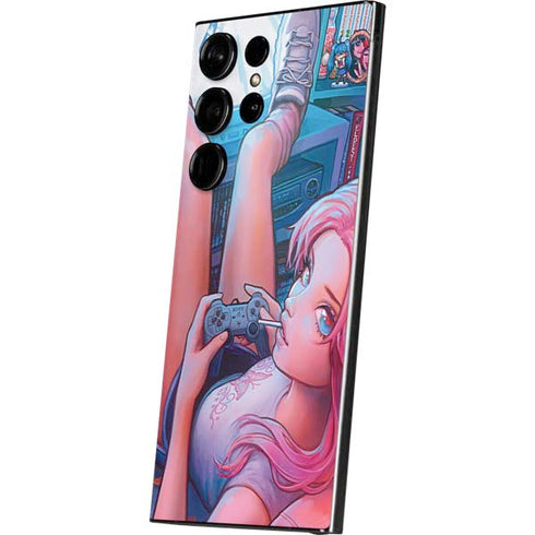 Pink Hair Anime Gamer Girl by Ivy Dolamore Galaxy S25 Ultra Skin